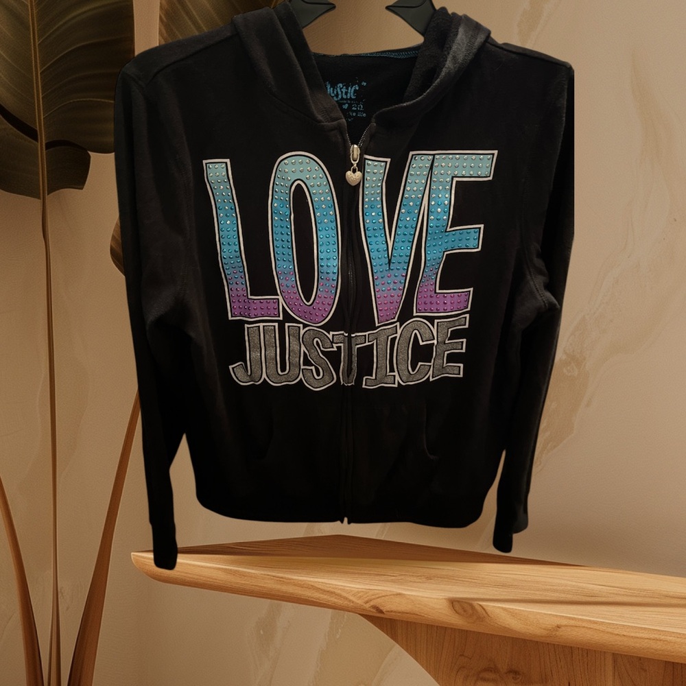 Girls Justice “Love” cropped Hoodie size 20